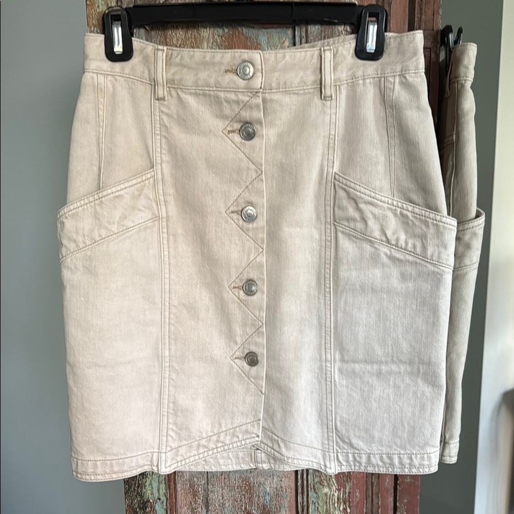 Isabel Marant Etoile Button-Front Beige Denim Ski… - image 2